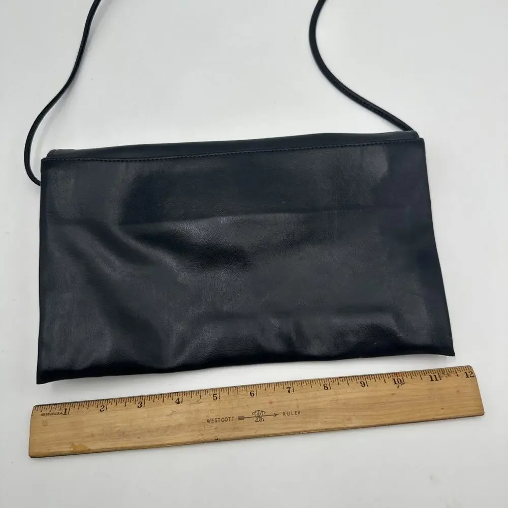 Vintage Navy Envelope Clutch/ Shoulder Bag Gold Detailing